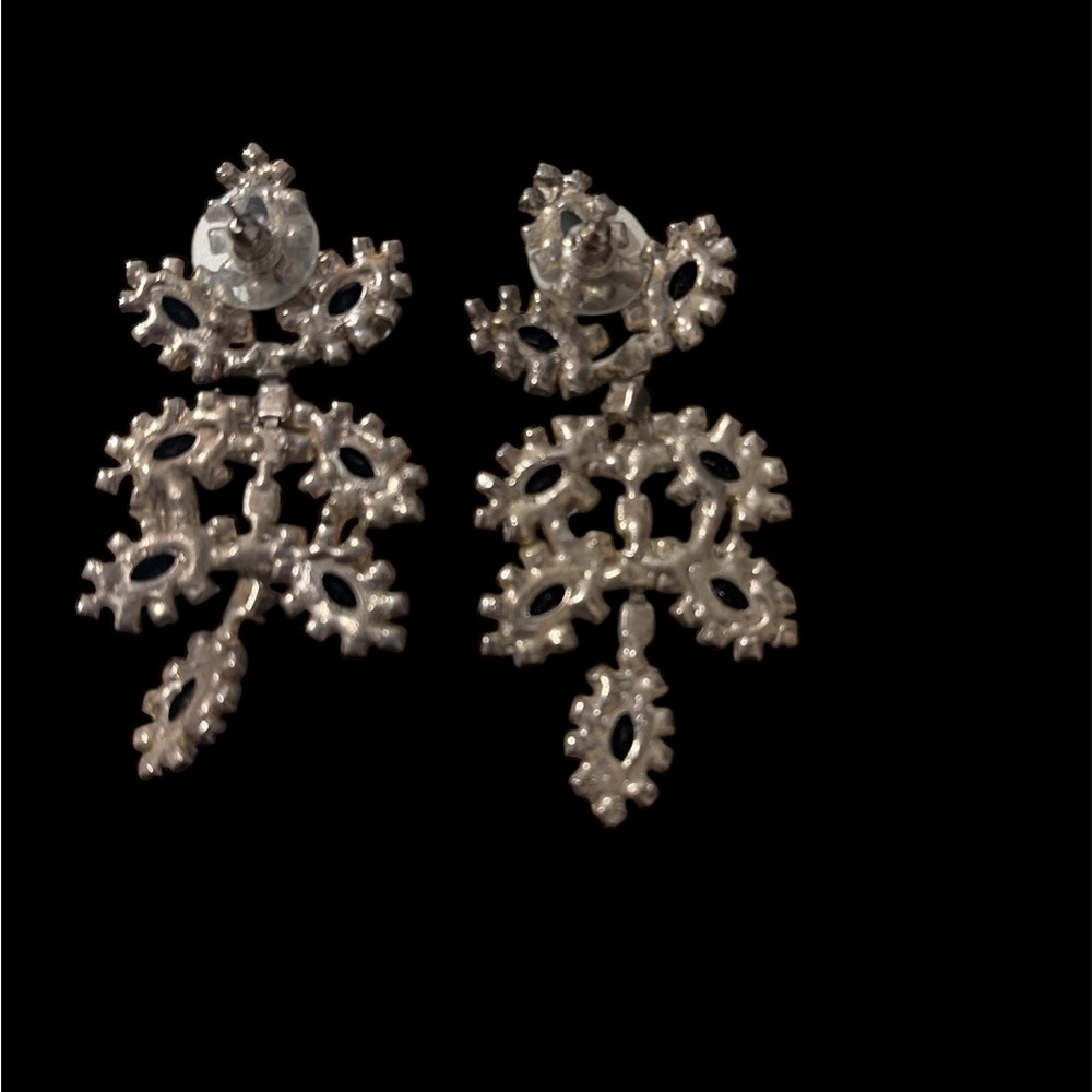 Vintage Black Elegant Black Crystal Cluster Drop Earrings - Picture 2 of 2